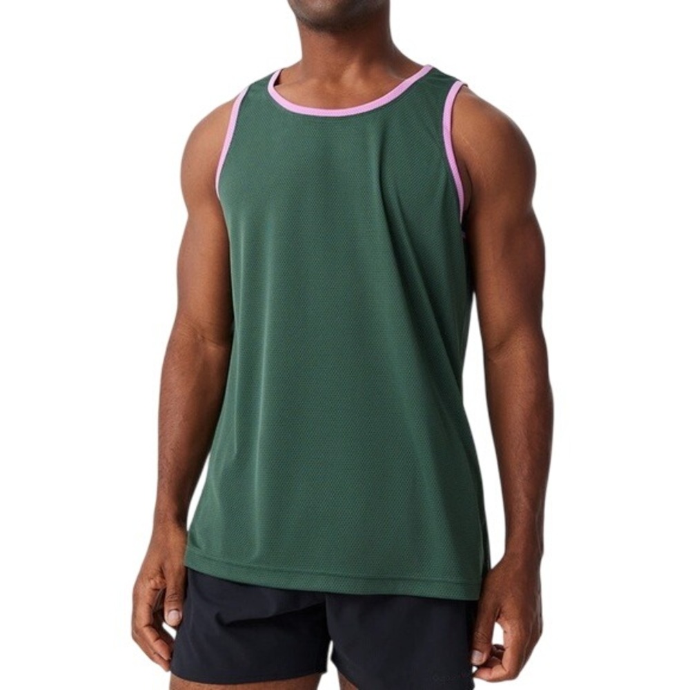 NWT Outdoor Voices XS‎ Athletic Tank Top Green Purple Trim Sleeveless Activewear